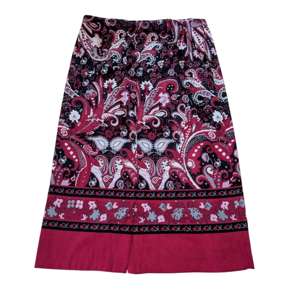Christopher & Banks Paisley Floral Stretch Midi Skirt Size 12 - Picture 2 of 3